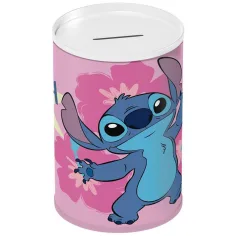Luna: pușculiță metalică cilindrică cu imprimeu Disney Stitch 10x15 cm