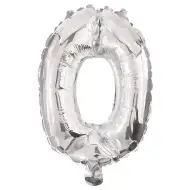 Mai multe baloane din folie de culoare argintie – cifra 0, 86 cm