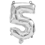 Mai multe baloane din folie de culoare argintie – numărul 5, 32 cm