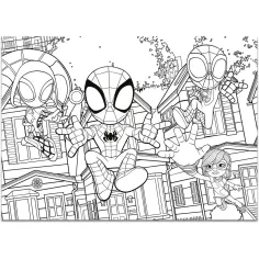 Marvel Spidey 2 în 1 maxi puzzle 4x48 piese și carte de colorat 35x25cm - Lisciani imaginea 2