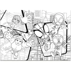 Marvel Spidey 2 în 1 maxi puzzle 4x48 piese și carte de colorat 35x25cm - Lisciani imaginea 3
