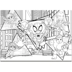 Marvel Spidey 2 în 1 maxi puzzle 4x48 piese și carte de colorat 35x25cm - Lisciani imaginea 4