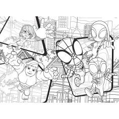 Marvel Spidey 2 în 1 maxi puzzle de 24 de piese și carte de colorat 70x50cm - Lisciani imaginea 2