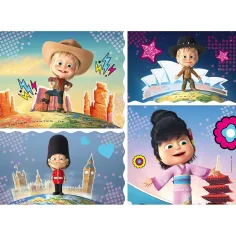 Mașa și ursul Mașa explorează lumea Puzzle maxi de podea cu 24 de piese 70x50cm - Lisciani imaginea 2