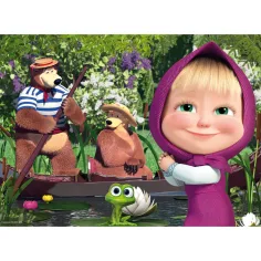 Mașa și ursul pe lac 2 în 1 puzzle Eco maxi de 24 piese și carte de colorat 70x50cm - Lisciani imaginea 2