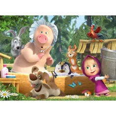 Masha și Ursul baie, puzzle maxi de podea cu 24 de piese, 70x50cm - Lisciani imaginea 2