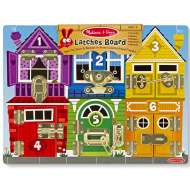 Melissa &amp; Doug: Tablă din lemn cu încuietori și zăvoare pentru dezvoltarea abilităților - Spin Master