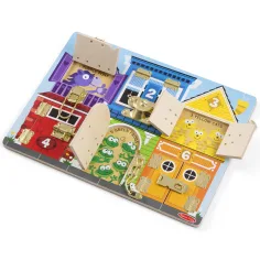 Melissa & Doug: Tablă din lemn cu încuietori și zăvoare pentru dezvoltarea abilităților - Spin Master imaginea 2