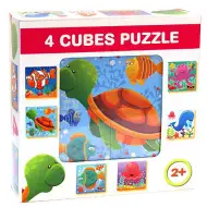 Puzzle pentru bebelusi cu animale de mare 4 bucati 