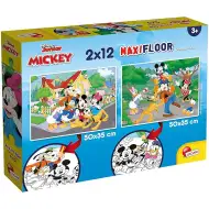 Mickey Mouse 2 în 1 puzzle maxi 2x12 piese și carte de colorat - Lisciani