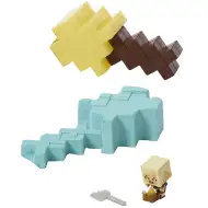 Minecraft: Figurina minifig cu păr blond auriu și sabie galbenă în formă de container - Mattel