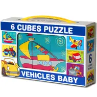 Mini puzzle cu vehicule colorate 6 bucati - D - Toys