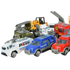 Model de mașină: Serviciu public 16 bucăți salvare, pompieri, militari și set de vehicule de muncă. imaginea 5