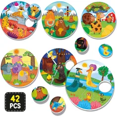 Montessori: Set puzzle cu pui de animale, 42 piese - Lisciani imaginea 3