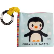 Móra: Pingvin și prietenii săi carte textilă zornăitoare cu jucărie de dentiție