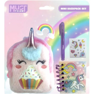 Must Team: set de papetărie cu model de unicorn și cutie de depozitare din pluș