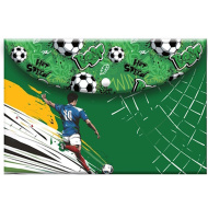 Must-have: mapă cu model de fotbal, cu închidere cu capse, mărime A4.