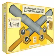 Ne lovim unul pe altul cu săbii de burete joc de societate.