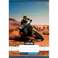 Nebulo: Caiet dictando A5, 32 de file, tip 12-32, cu model de motociclist de cross clasa a 3-a în deșert, capsat