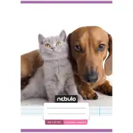Nebulo: Caiet dictando pentru clasa a 4-a, cu model de teckel și pisică gri, capsat, format A/5, 21-32