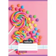 Nebulo: Caiet liniat capsat pentru clasa 1, format A5, 14-32, model drăguț - cu bomboane