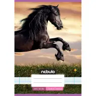 Nebulo: Caiet liniat pentru clasa 1, format A5, 14-32, model drăguț - cu cai.