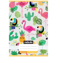 Nebulo: Caiet simplu format A5, 20-32 file, copertă cu model de tucan imprimat, capsat