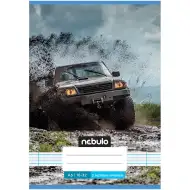 Nebulo: Caiet tip A/5 cu liniatură, 16-32 file, capsat, pentru clasa a 2-a, cu model off-road pe copertă