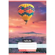 Nebulo: Carnet cu pătrățele A/5, 27-32 file, cu balon cu aer cald imprimat deasupra lanurilor de lavandă
