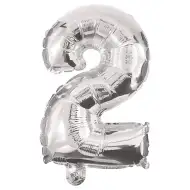 Numeroase baloane din folie argintie – numărul 2, 86 cm