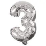 Numeroase baloane din folie argintie – numărul 3, 86 cm