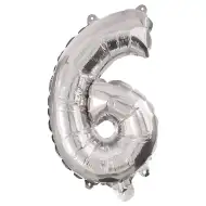 Numeroase baloane din folie argintie – numărul 6, 86 cm