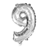 Numeroase baloane din folie argintie – numărul 9, 32 cm