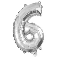 Numeroase baloane din folie de culoare argintie – numărul 6, 32 cm