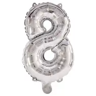 Numeroase baloane din folie de culoare argintie – numărul 8, 86 cm
