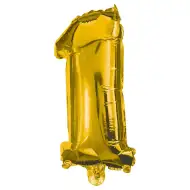 Numeroase baloane din folie de culoare aurie – numărul 1, 86 cm