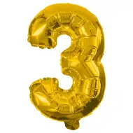Numeroase baloane din folie de culoare aurie – numărul 3, 86 cm