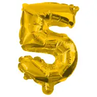 Numeroase baloane din folie de culoare aurie – numărul 5, 32 cm