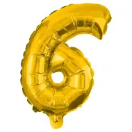 Numeroase baloane din folie de culoare aurie – numărul 6, 32 cm