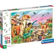 Pământul dinozaurilor puzzle Supercolor de 104 piese - Clementoni