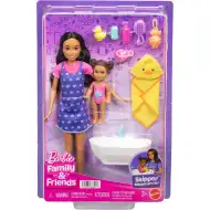 Păpușa Barbie în rochiță cu inimioare, set de joacă babysitter – Mattel