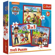 Patrula Catelusilor: Catei fericiti 3 in 1 puzzle - Trefl