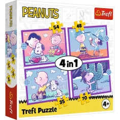 Peanuts Snoopy — Ziua câinelui, puzzle 4-în-1 35/48/54/70 piese - Trefl