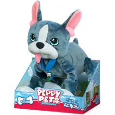 Peppy Pets: bulldog francez de pluș cu lesă, 28 cm