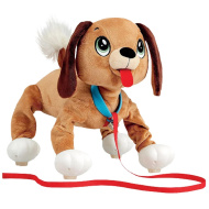 Peppy Pups: Cățel de pluș maro cu lesă 28 cm