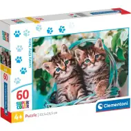 Pisici drăguțe puzzle supercolor 60 de piese - Clementoni