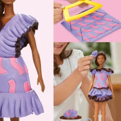 Play-Doh: Set de modelaj cu rochii cu volane Barbie Fashionista și păpușă - Hasbro imaginea 2
