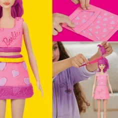 Play-Doh: Set de plastilină Barbie inimi și coroană de păr cu păpușă - Hasbro imaginea 3