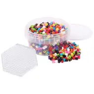PlayBox: 1000 de mărgele colorate MIDI de 5 mm cu placă de bază hexagonală termoadezivă