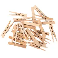 PlayBox: Clești decorativi din lemn natural, 74mm, pachet de 24 bucăți